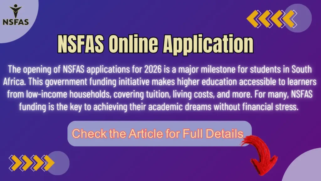 NSFAS Online Application for 2026 Good News For Student