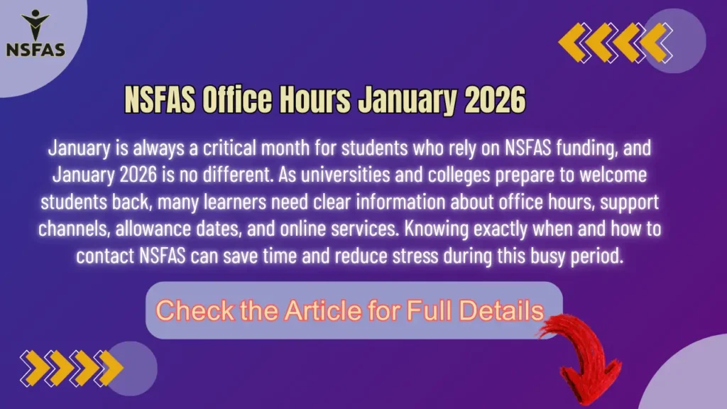 NSFAS Office Hours January 2026 Student Check Online Services Details