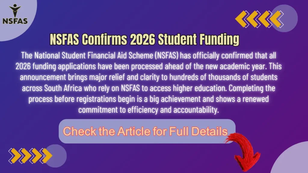 NSFAS Confirms 2026 Student Funding Good News for Registered Students