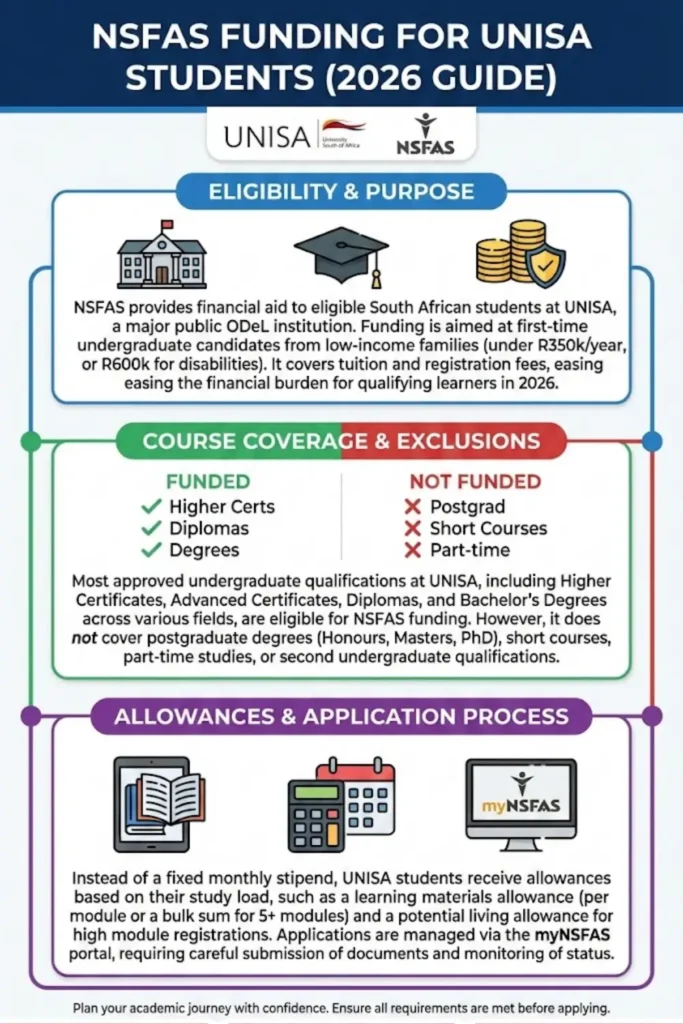 NSFAS Funding UNISA Courses in 2026 Check Full List of UNISA Courses