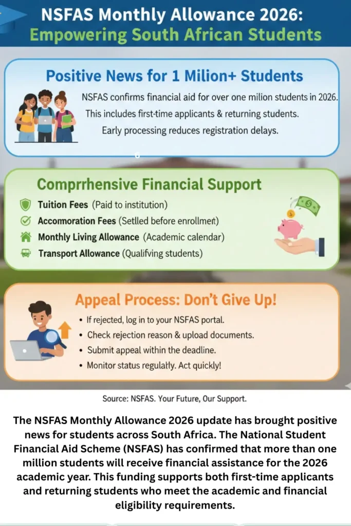 NSFAS Monthly Allowance 2026 Explained Check Appeal Process for Rejected or Incomplete Applications