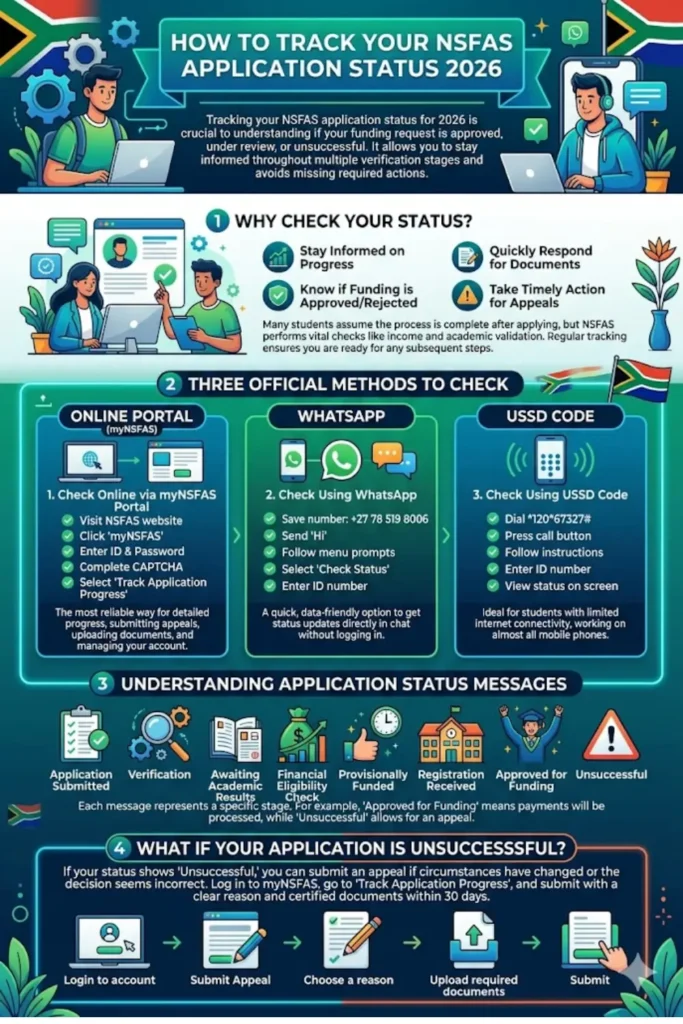 NSFAS Status Check 2026 Details Sep by Step Via Using WhatsApp & USSD Code