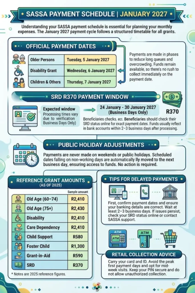 SRD SASSA Payment Dates January 2027 Public Holiday Adjustments For Payment