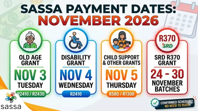 SASSA November 2026 Payment Dates Check Pensions Allpay Dates