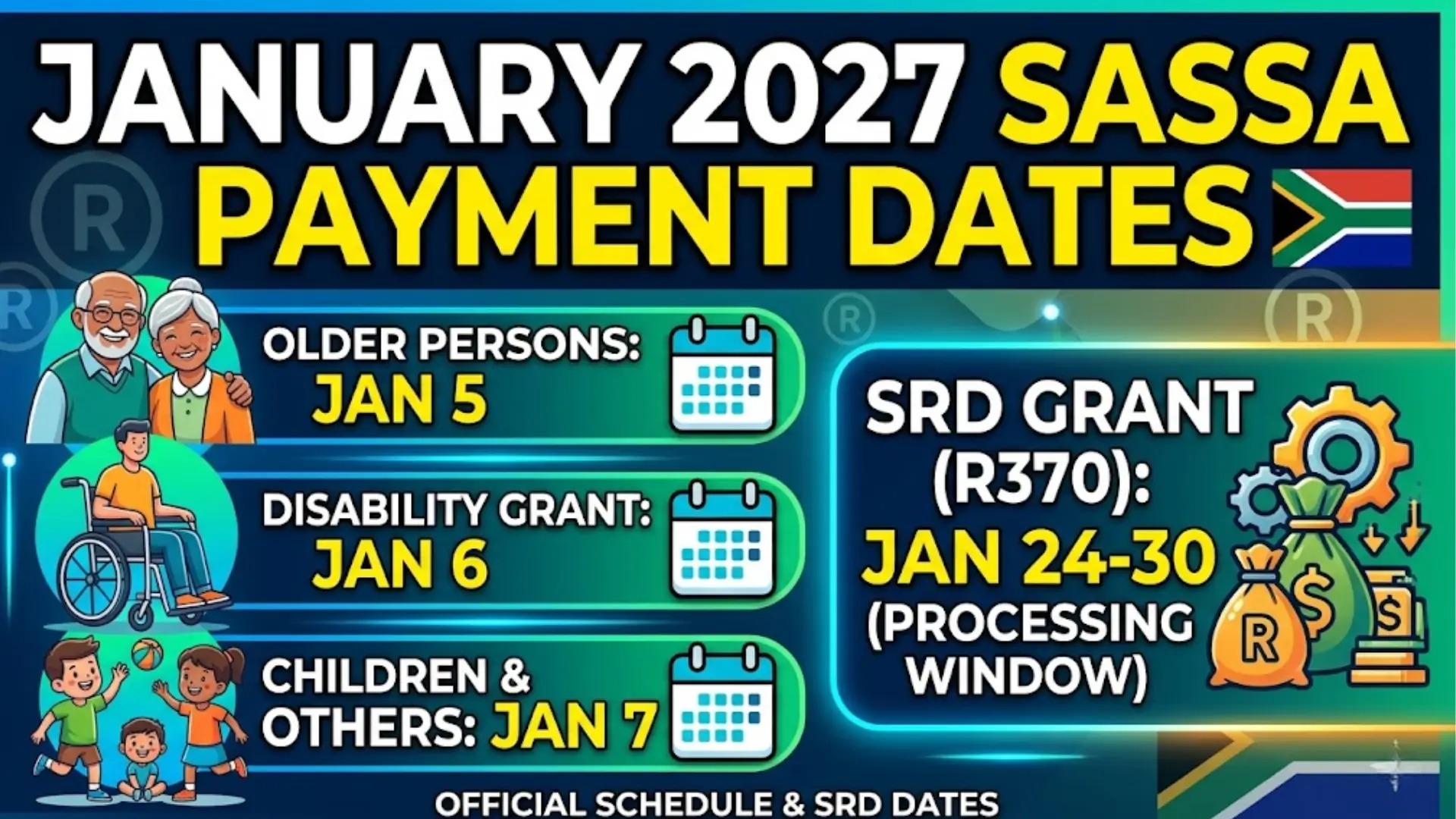 SRD SASSA Payment Dates January 2027 Public Holiday Adjustments For Payment