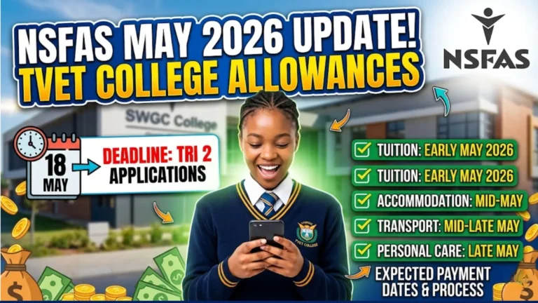 Nsfas Payment Dates for May 2026 TVET College Update