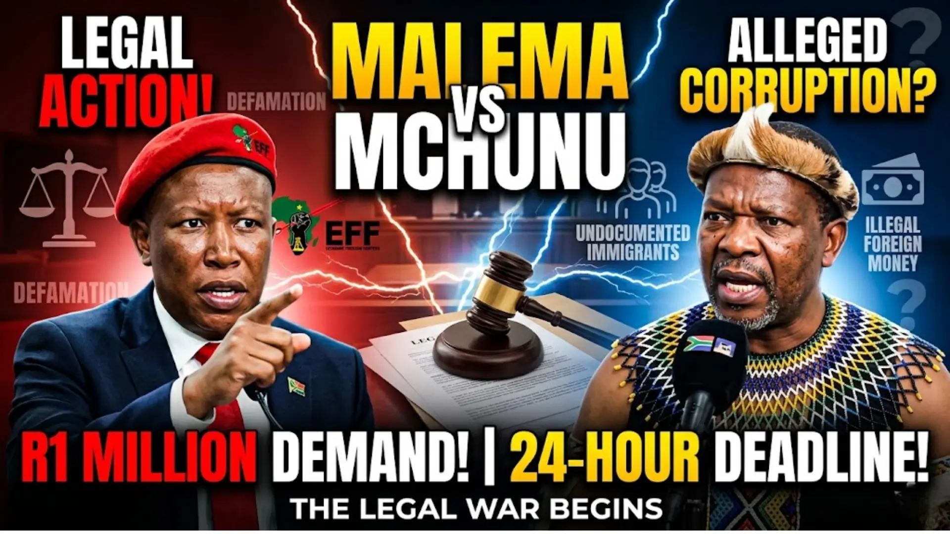 EFF Malema Defamation Claim Julius Malema Demands Apology, R1 Million from Ngizwe Mchunu