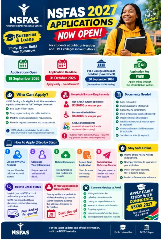 NSFAS 2027 Applications Open: Check How to Apply Online and Deadline